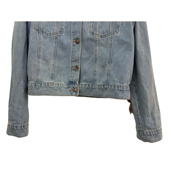 Fab’rik Denim Jean Jacket L Rhinestone Fringe Western Country Festival Sparkly - Picture 4 of 11
